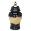 Regal Black Gilded Ginger Jar with Removable Lid