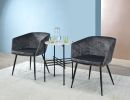 Taigi 3Pc Pack Chair & Table; Gray Velvet & Black