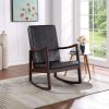 Raina Rocking Chair; Dark Brown PU & Espresso Finish