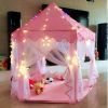 Outdoor Indoor Portable Folding Princess Castle Tent Kids Children Funny Play Fairy House Kids Play Tent(LED Star Lights)