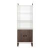 4 Tier Bookcase Storage Cabinet; Wooden Bookshelf with 2 Doors and 3 Shelves; Free Standing Floor Side Display Cabinet Decor Furniture for Home Office