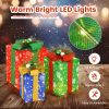 3 PCS Christmas Lighted Gift Boxes Set Decoration with 52 Pre-lit LED Lights