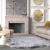 Black Faux Fur Area Rug 2x3