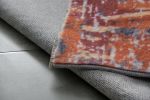 ZARA Collection Abstract Design Grey Brown and Rust Machine Washable Super Soft Area Rug