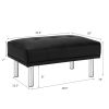 Rectangle Tufted Ottoman with Stainless Steel Legs for Living Room