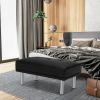 Rectangle Tufted Ottoman with Stainless Steel Legs for Living Room