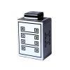 Rectangular Ceramic Decorative Jar with White and Black Geometric Design