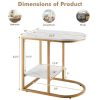 2-Tier C-Shaped Side Table with Faux Marble Tabletop and Golden Steel Frame