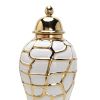 Regal White and Gold Ceramic Decorative Ginger Jar