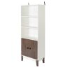 4 Tier Bookcase Storage Cabinet; Wooden Bookshelf with 2 Doors and 3 Shelves; Free Standing Floor Side Display Cabinet Decor Furniture for Home Office