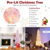 7 Feet Pre-Lit Snow Flocked Hinged Pencil Christmas Tree with 300 Lights and 8 Modes