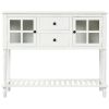 Sideboard Console Table with Bottom Shelf, Farmhouse Wood/Glass Buffet Storage Cabinet Living Room