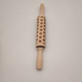 Christmas Reindeer Snowflake Pine Print Wooden Rolling Pin (Option: Small Snowflake-Large Size)