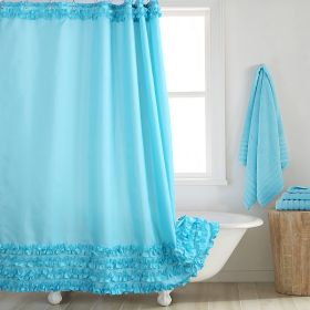 Environmentally Friendly Polyester Fabric Thickened Waterproof Shower Curtain (Option: Blue-140CM Wide X183CM High)