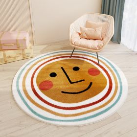 Cartoon Style Children's Room Cashmere Carpet Round (Option: Rainbow Smiling Face-60 × 60cm Imitation Cashmere)