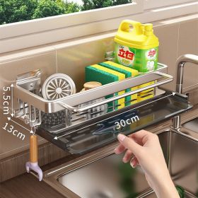 Kitchen Hanging Storage Rack Shelf Towel Sponge Drain (Option: BSilver)