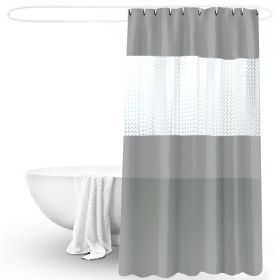 Splicing Translucent Waterproof Mildew Proof Bathroom Bath Shower Partition Curtain (Color: grey)