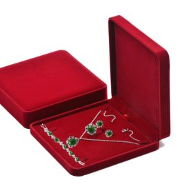 Flannel Jewelry Box Necklace Ring Earrings (Option: Wine Red Large Suit-Set)