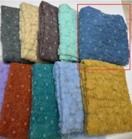 Foam Tube Mesh Plate With Embroidery Three-dimensional Flower Lace Fabric (Color: Blue)