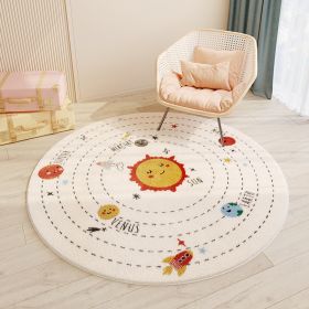 Cartoon Style Children's Room Cashmere Carpet Round (Option: Solar System-60 × 60cm Imitation Cashmere)