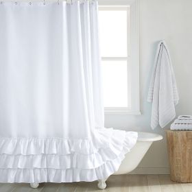 Fashion And Environment-friendly Polyester Fabrics Thickened Shower Curtain (Option: White Big Lace-240CM Wide X183CM High)