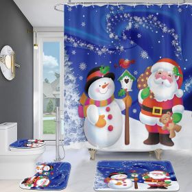 Christmas Old Man Digital Full Polyester Toilet Floor Mat (Option: YI0019-3pcs Set)