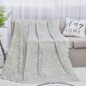 Cotton Linen Plain Class A Simple Ins Style Tassel Blanket (Option: Gray-130x150)