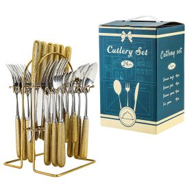 Household Hammer Pattern Porcelain Handle Knife Match Sets Suit (Option: Natural Gold)