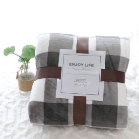 Nap Travel Solid Color Flannel Thickened Blanket (Option: Printed Gray Plaid-100x120cm)