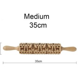 Christmas Reindeer Snowflake Pine Print Wooden Rolling Pin (Option: Reindeer B Style-Large Size)