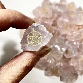 Carved Pentagram White Crystal Rough Stone (Option: Pink Crystal Rough Stone)