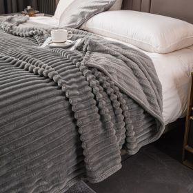 Milk Velvet Blanket Thickened Strip Cut Flower Flannel Blanket (Option: Light Gray-100 X150CM Cover Blanket)