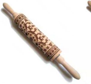 Christmas Reindeer Snowflake Pine Print Wooden Rolling Pin (Option: Jumping Deer-Small Size)