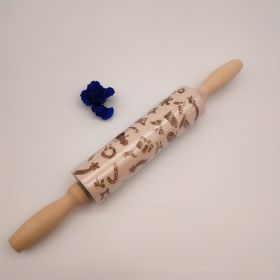 Christmas Reindeer Snowflake Pine Print Wooden Rolling Pin (Option: Bell Socks-Small Size)