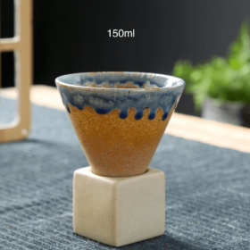 Japanese Style Coarse Pottery Mug Cross-border Hot Drink Retro Creative Hand-pulled Glaze Latte Art Coffee Ceramic Cup (Option: Medium Flow Glaze Blue-101 200ml)