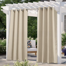 Solid Color Outdoor Waterproof And Sun Protection UV Protection High Precision Black Silk Shading Curtain (Option: Beige-107 × 164cm)