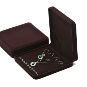 Flannel Jewelry Box Necklace Ring Earrings (Option: Coffee Size L Suit-Set)