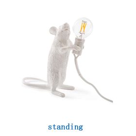 Creative Nordic Resin Mouse Table Lamp Desk LED Night Lights Small Mini Rat Desk Lamps (Color: White)