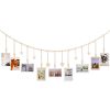 Home Decoration Photo Display Belt, Wooden Bead Chain, Photo Storage Hemp Rope String Beads Clip