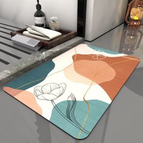 Super Absorbent Bath Rug Quick Drying Non-slip Bathroom Mat Bath Tub Side Area Floor Mats Diatomite Home Doormat Kitchen Carpet (Color: Lotus)