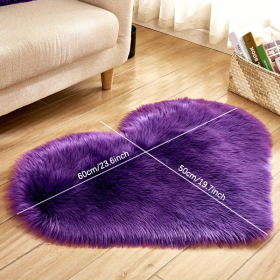 1pc Heart-Shaped Faux Sheepskin Area Rug - Soft and Plush Carpet for Home, Bedroom, Nursery, and Kid's Room - Perfect for Home Decor and Comfort (Color: purple)