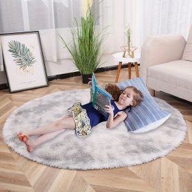 1pc, Tie-Dye Plush PV Velvet Area Rug, 62.99", American Style Round Rug, Floor Decor (Color: Tie-dye Grey)