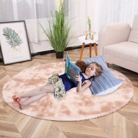 1pc, Tie-Dye Plush PV Velvet Area Rug, 62.99", American Style Round Rug, Floor Decor (Color: Tie-dye Beige)