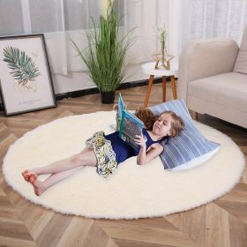 1pc, Plush PV Velvet Area Rug, 62.99", American Style Round Rug, Floor Deocr (Color: Cream Color)