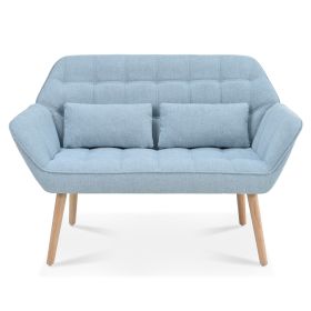 50 "width Loveseat sofa - Ergonomic with pillow (Color: Blue)