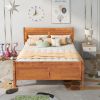 Full Size Wood Platform Bed with Headboard and Wooden Slat Support