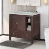 Bathroom Vanity with Sink;  Bathroom Storage Cabinet with Doors and Drawers;  Solid Wood Frame;  Ceramic Sink