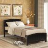 Wood Platform Bed with Headboard,Footboard and Wood Slat Support