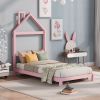 Twin Size Wood Platform Bed with House-shaped Headboard