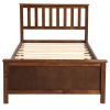 Twin Size Wood Platform Bed with Headboard,Footboard and Wood Slat Support